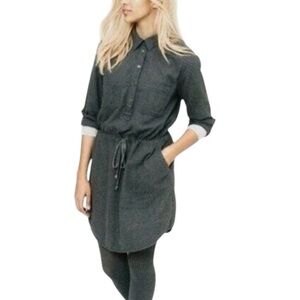 Lou & Grey New Henley Shirt Dress Khaki Grey Sz Large petite Casual short